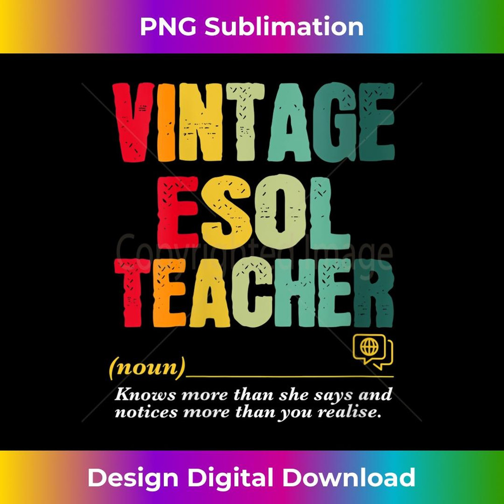 s Retro Vintage ESOL Teacher Funny Job Title Birthday Worker 2 - Modern Sublimation PNG File