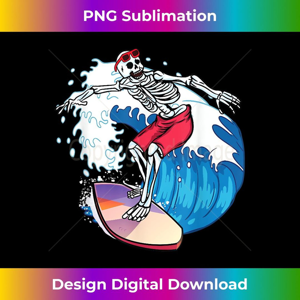 Surfer Skeleton Surfboard Surfing Dude Cool Novelty Graphic 2 - Creative Sublimation PNG Download