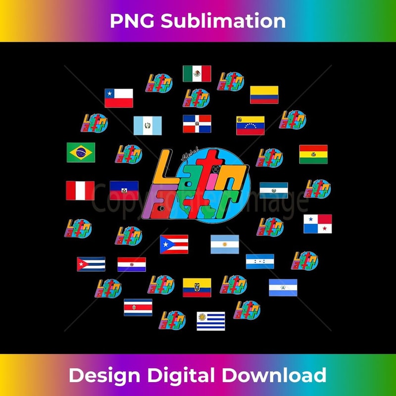 The Global Latin Factor Multi Latino Flags 3 - Retro PNG Sublimation Digital Download