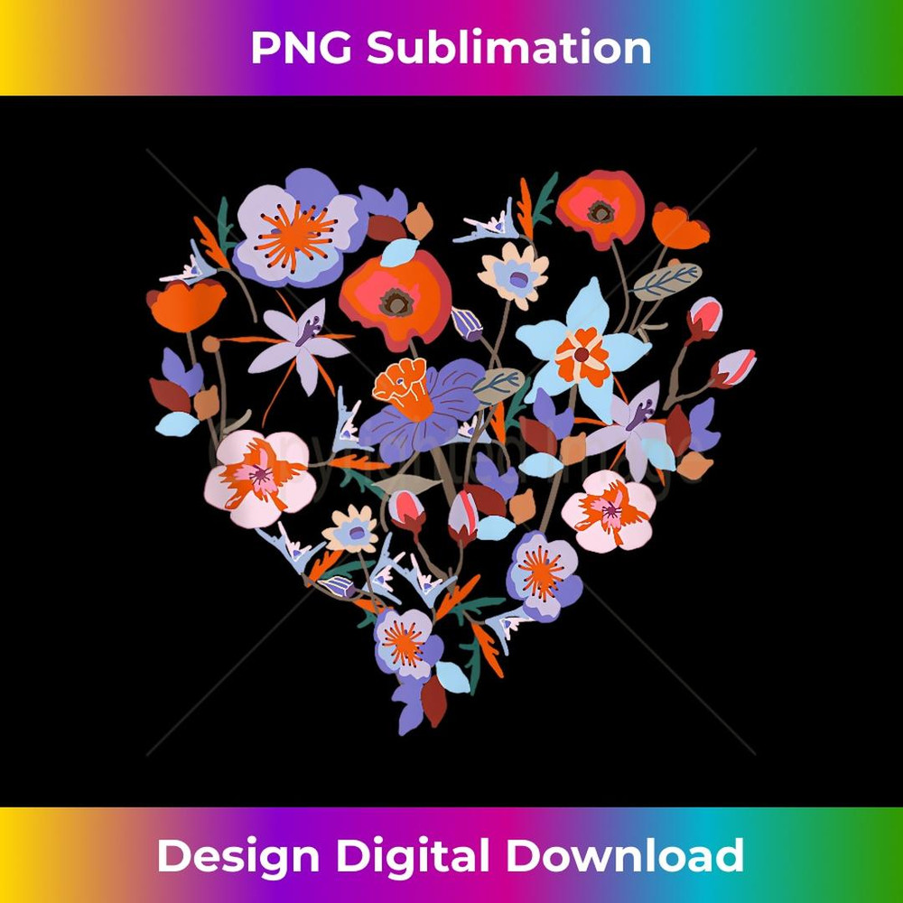 Wildflower Summer Flowers Floral Heart Shape Graphic - Exclusive PNG Sublimation Download