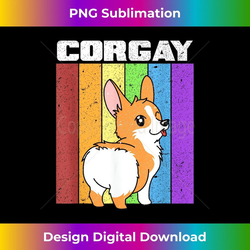 Vintage LGBT Gay Pride Rainbow Flag Corgi Corgay Pun 3 - Stylish Sublimation Digital Download
