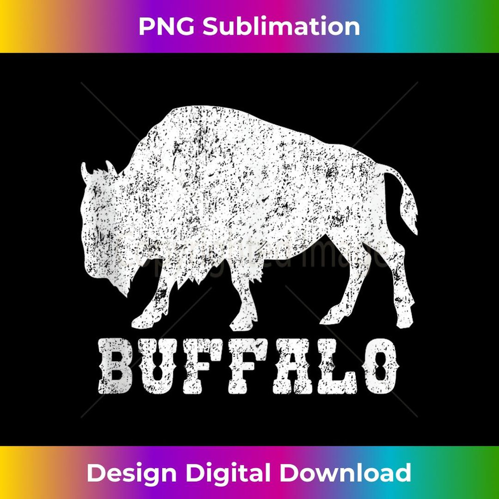 Great White Buffalo - Vintage Style Retro Distressed Design - Modern Sublimation PNG File