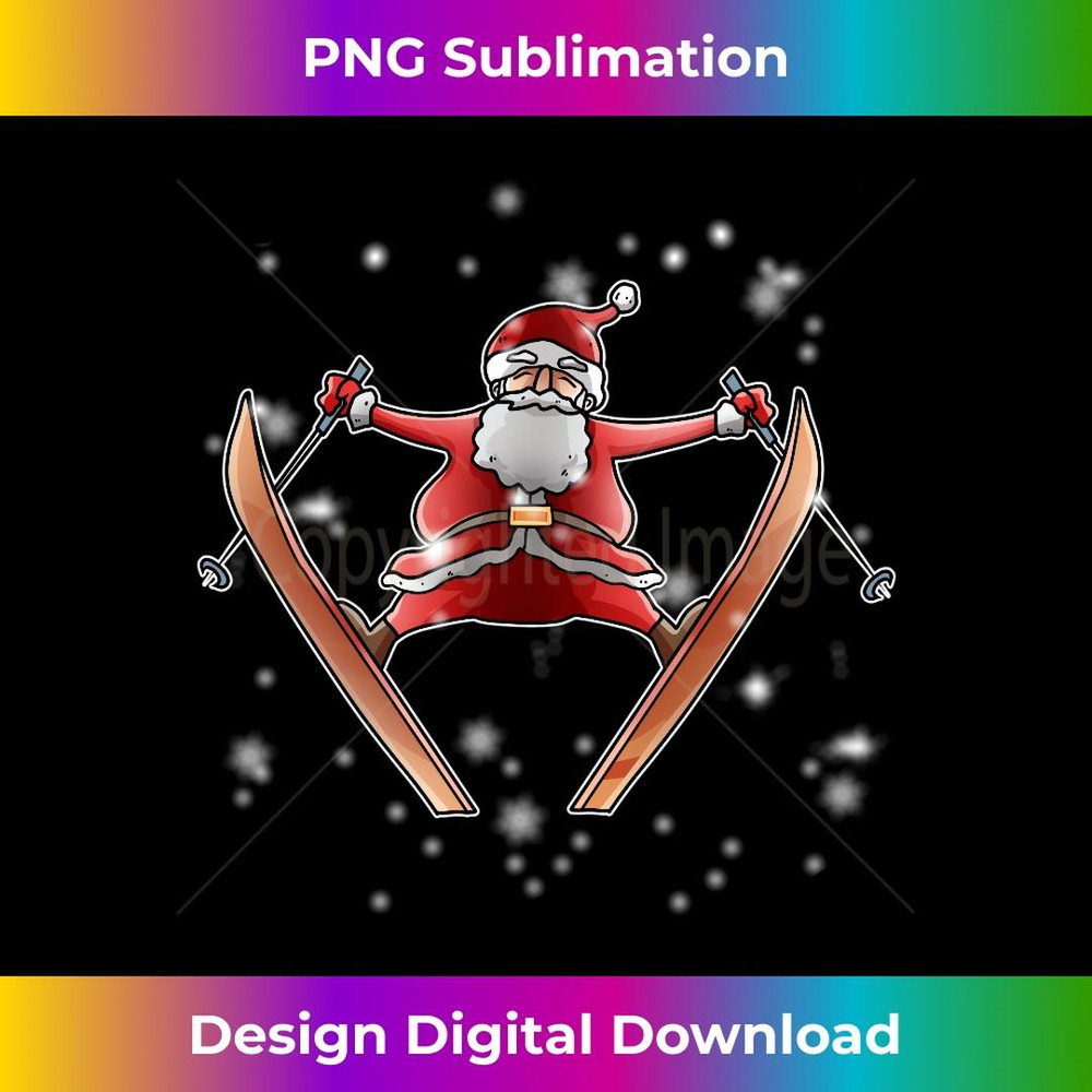 Skiing Santa Christmas Ski Winter Sport X-Mas Pajama Skier - PNG Transparent Sublimation Design
