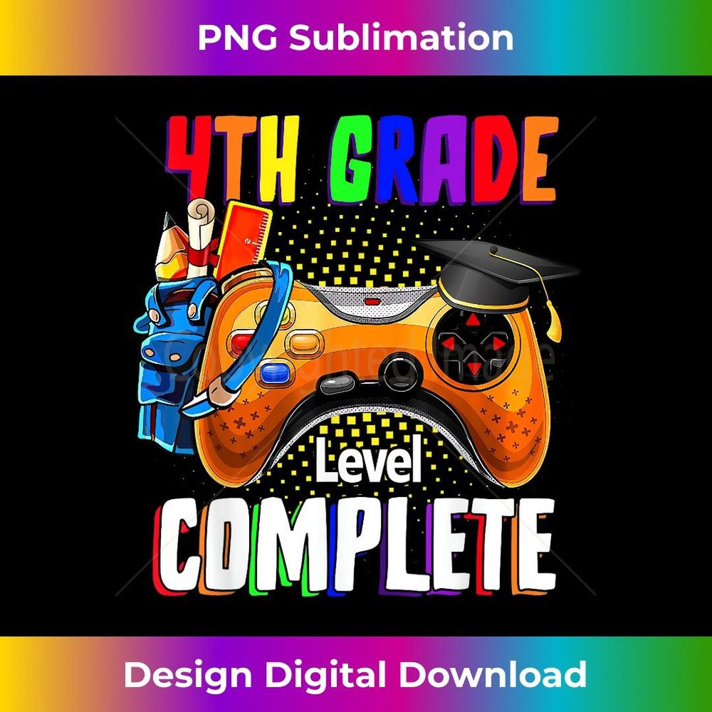 4th Grade Level Complete Last Day Of School Graduation Boys - Vintage Sublimation PNG Download