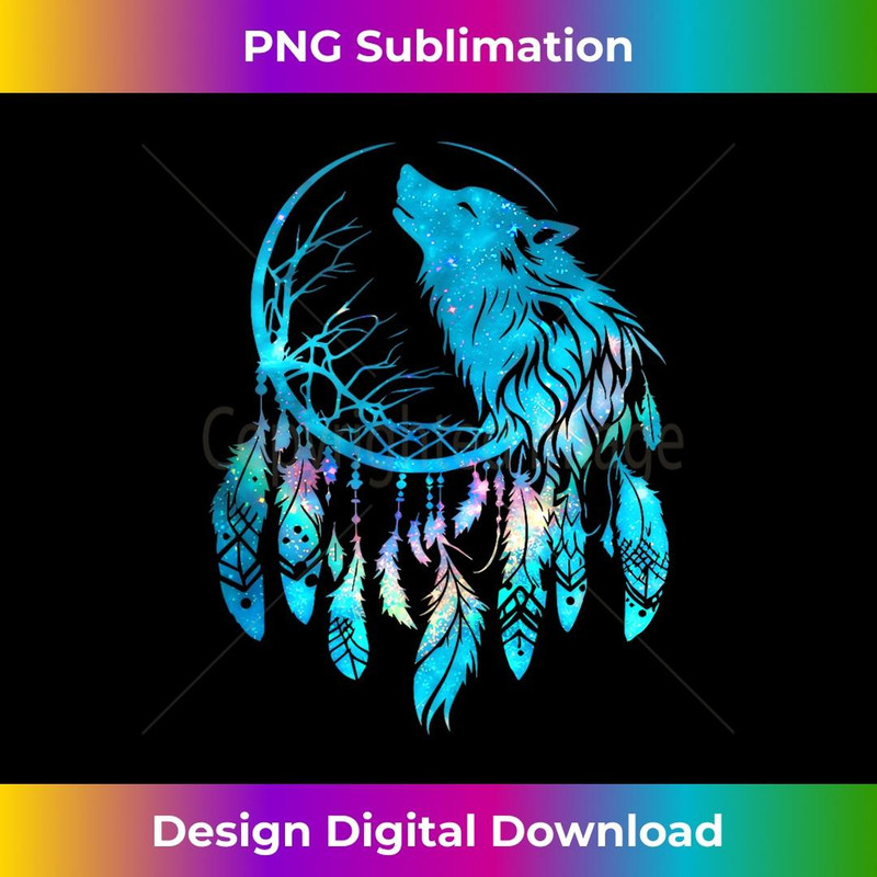 Dreamcatcher wolf, forest, moon, nature, spirit animal, boho - PNG Transparent Sublimation Design