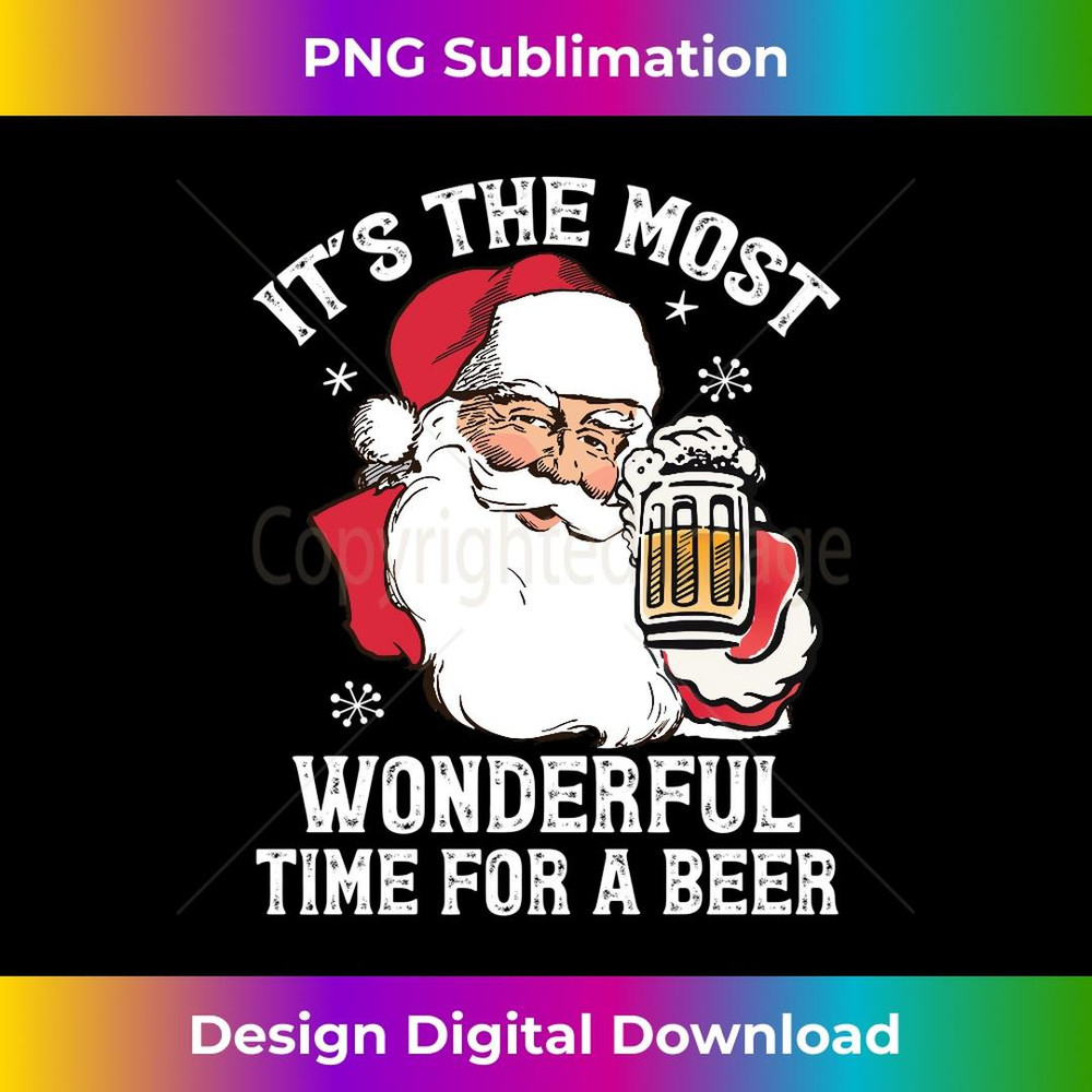 Funny Santa Claus It's The Most Wonderful Time For A Beer - PNG Sublimation Digital Download