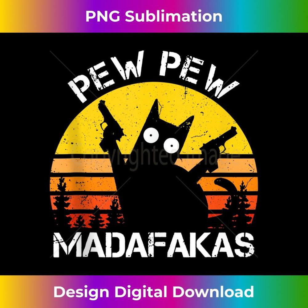 CAT - Pew Pew Madafakas Crazy Summer Cat with Gun - Instant PNG Sublimation Download
