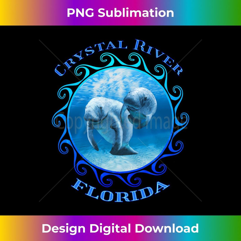 Crystal River Florida Vacation Swimming Manatees - Vintage Sublimation PNG Download