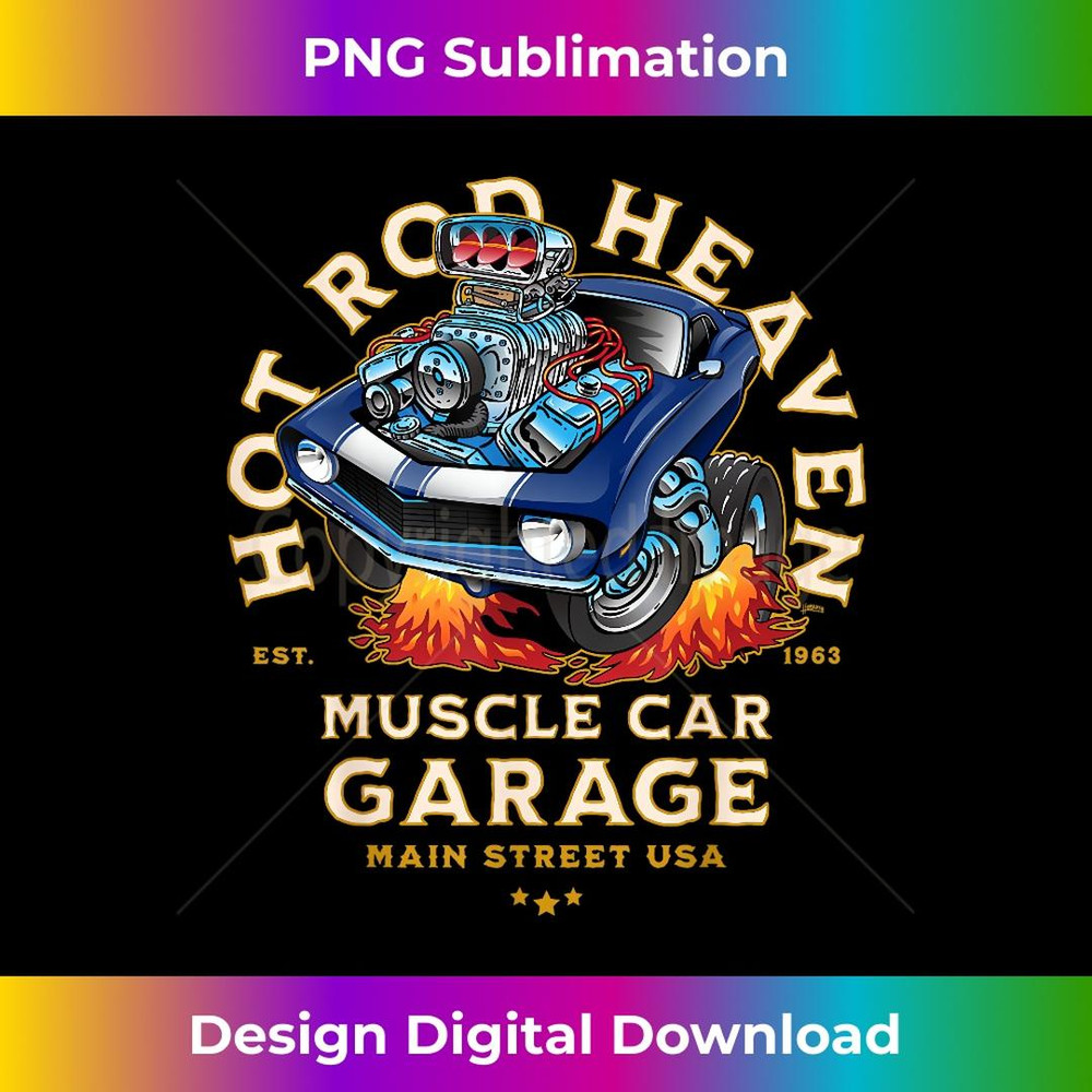 Hotrod Heaven Muscle Car Garage USA Classic Car Cartoon - High-Resolution PNG Sublimation File