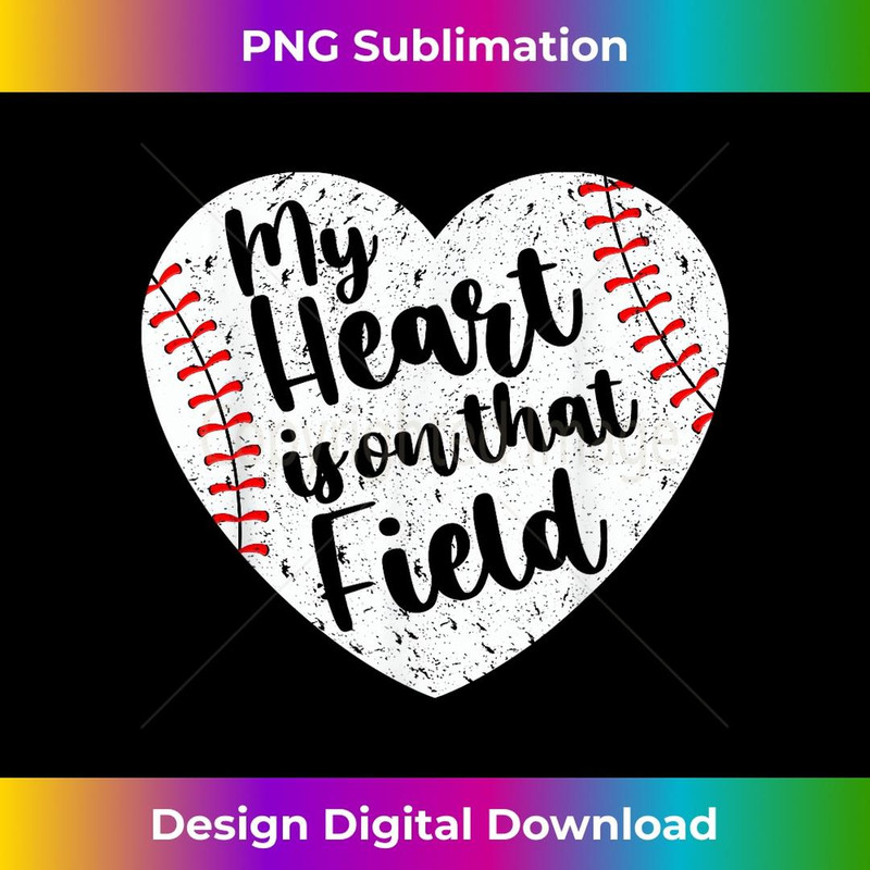 Retro My Heart is on that Field Baseball Mom Mother's Day 2 - PNG Transparent Digital Download File for Sublimation