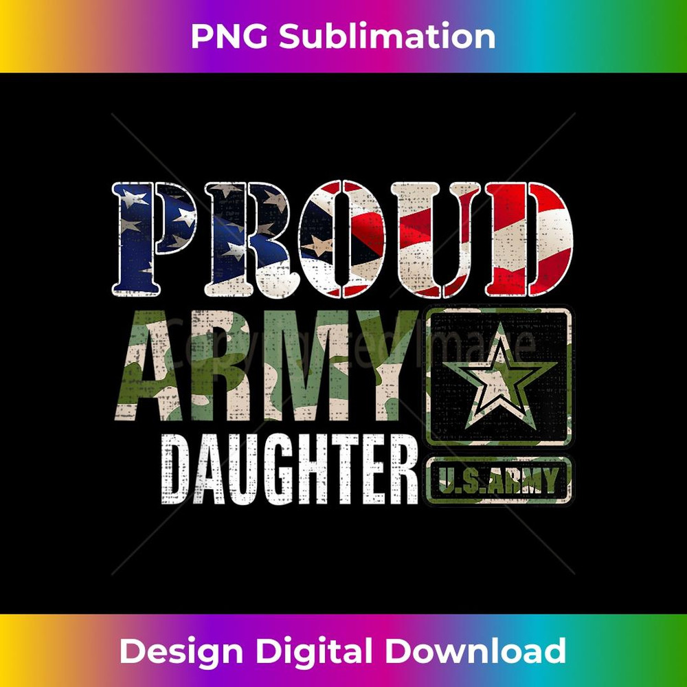 Vintage Proud Army Daughter Camo With American Flag  3 - Modern Sublimation PNG File