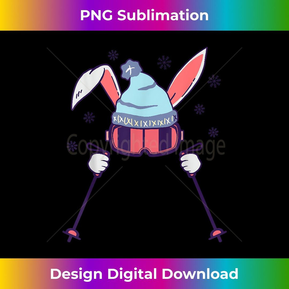 Skiing Rabbit with Ski Poles Ski Goggles Skicap Easter Bunny - Signature Sublimation PNG File