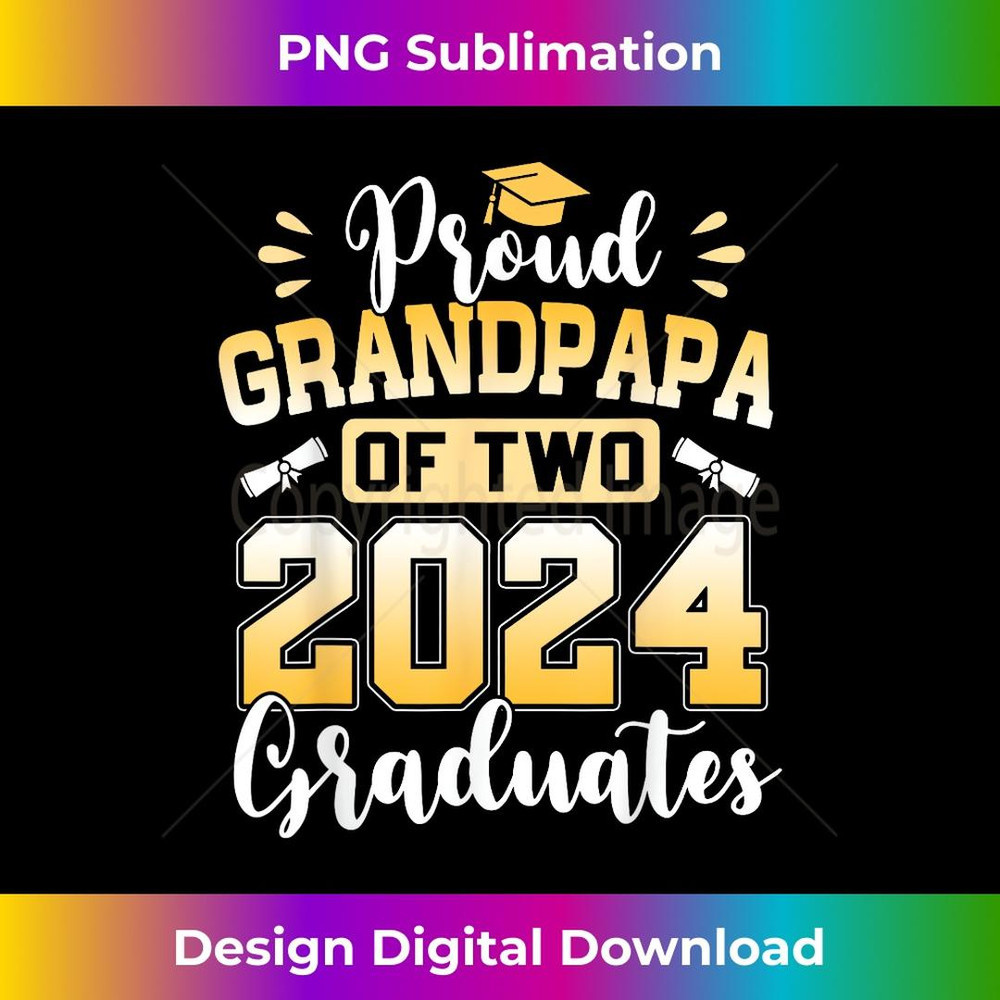 Proud Grandpapa Of Two 2024 Graduates Senior Class Of 2 - Unique Sublimation PNG Download