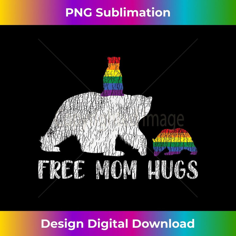 Vintage Mama Bear Free Mom Hugs Pride Bisexual Gay LGBTQ 3 - PNG Transparent Sublimation File