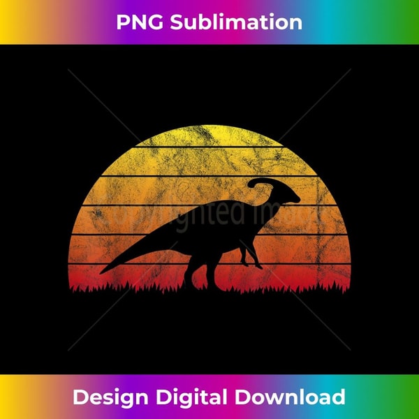 Parasaurolophus Dinosaur Retro Vintage Summer Sunset - Decorative Sublimation PNG File