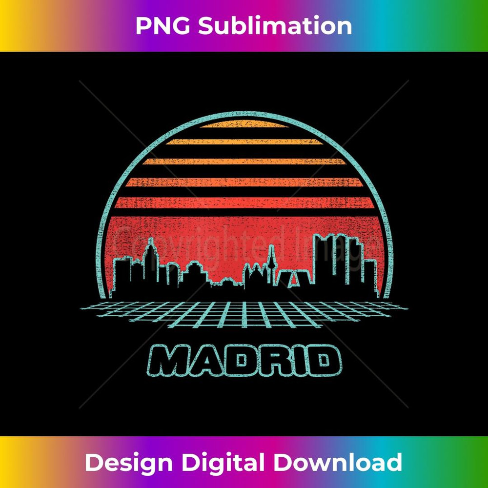 Madrid Retro City Skyline 80s Style Souvenir 1 - Exclusive PNG Sublimation Download