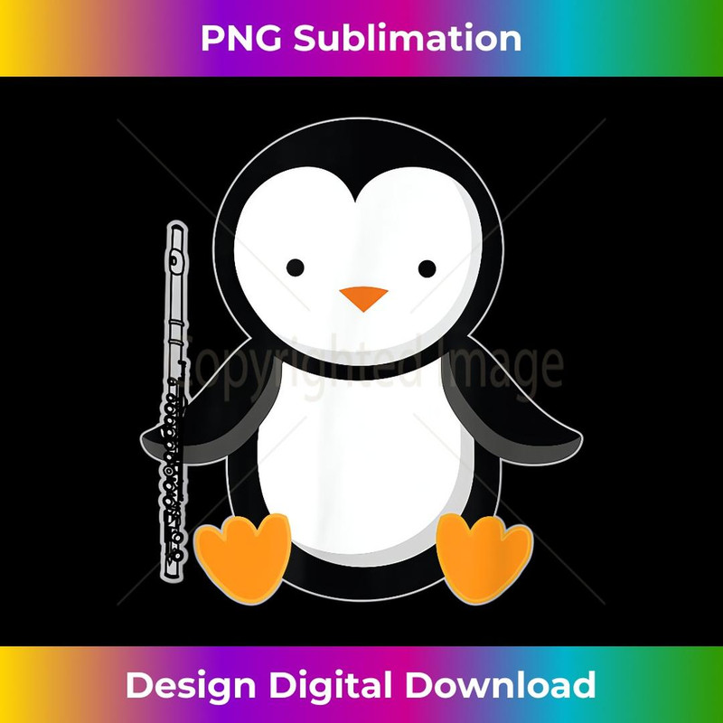 Funny Flute Band s Music Penguin Flutist - Vintage Sublimation PNG Download
