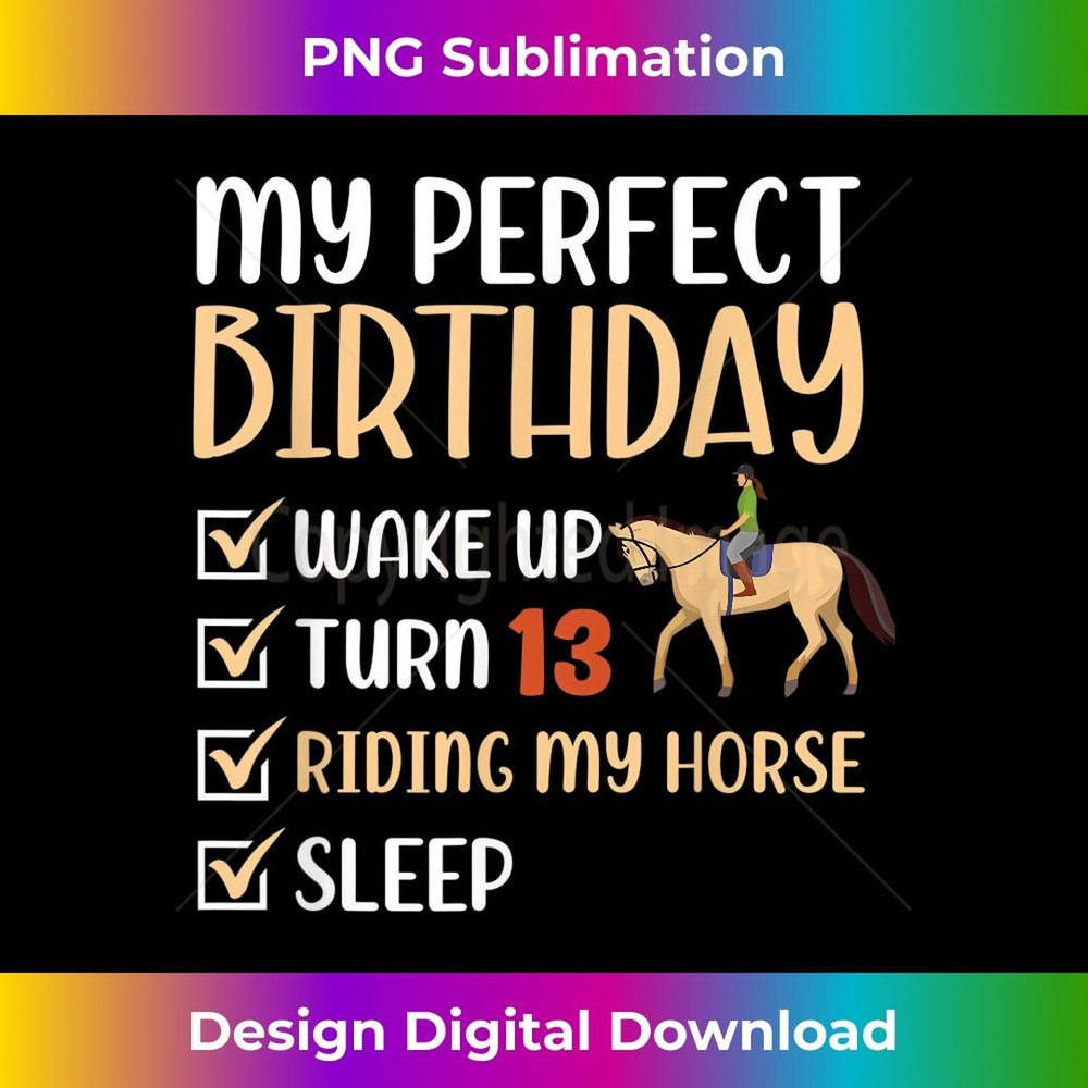 13 Year Old Horse Birthday Party 13th Riding Lover - Decorative Sublimation PNG File