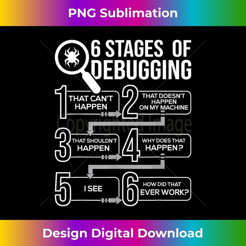 6 Stages Of Debugging - Computer Science Programmer Coding - Professional Sublimation Digital Download