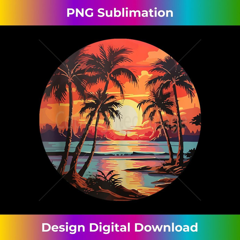 Retro Style 70s 80s 90s Vintage Palm Tree Tropical Beach - Artistic Sublimation Digital File
