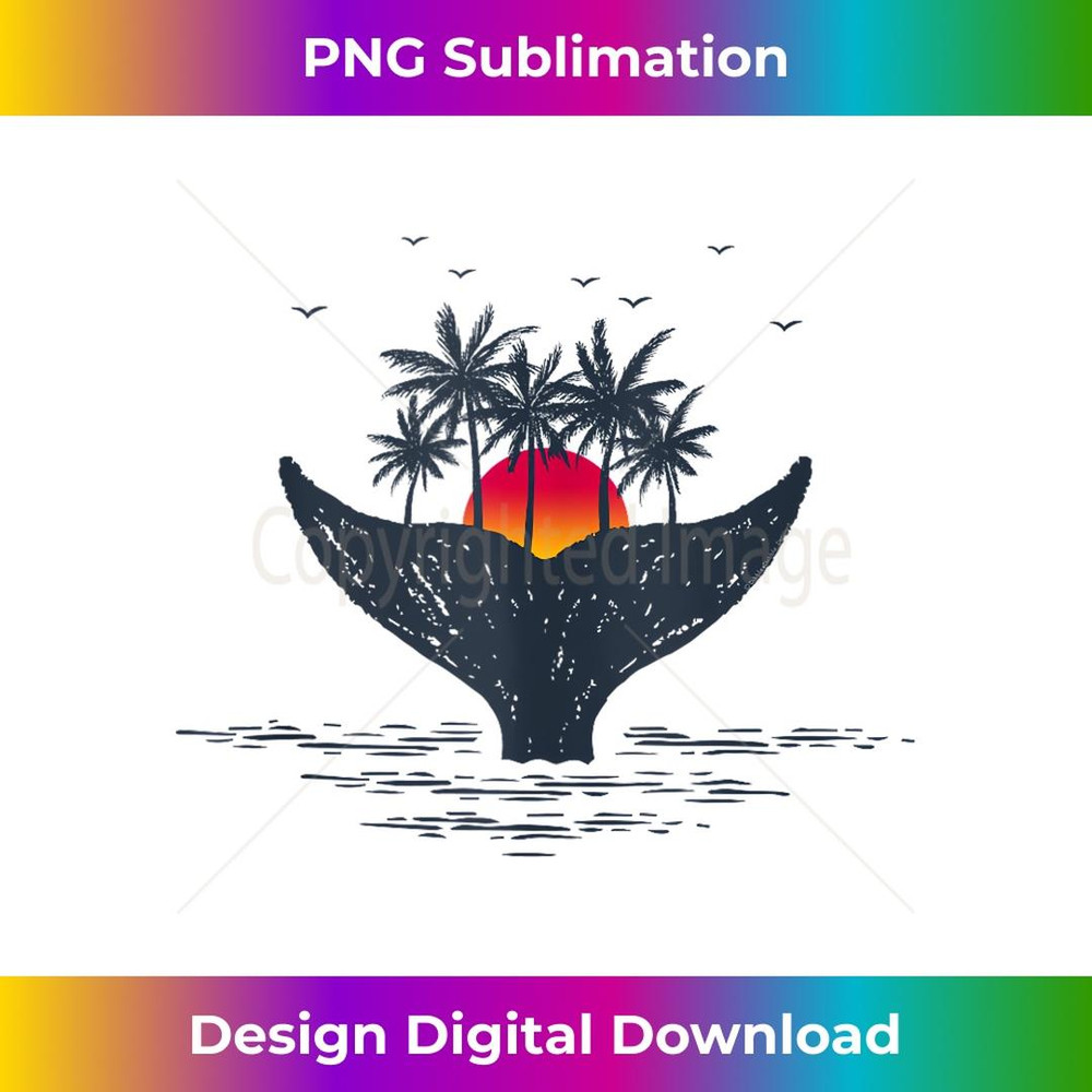 Tropical Sunset Palm Trees Whale Tail Summer Vacation  1 - Trendy Sublimation Digital Download