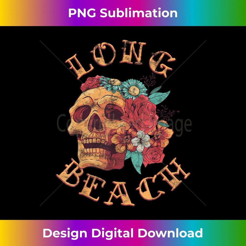 Vintage Long Beach California Tattoo CA Ink Skull 1 - Exclusive Sublimation Digital File