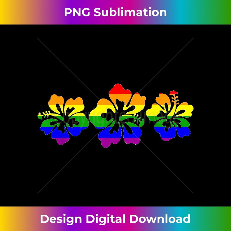 Rainbow Flag Hibiscus Flowers LGBT 2 - Digital Sublimation Download File