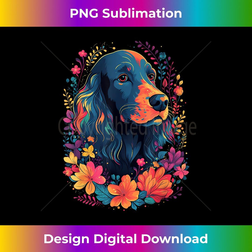 English Cocker Spaniel in the Garden Spring Flowers Cute Dog - PNG Transparent Sublimation File