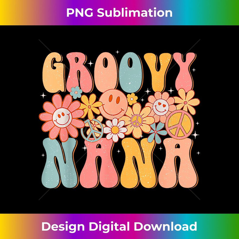 Groovy Nana Retro Grandma Colorful Peace Sign Smile Face - Aesthetic Sublimation Digital File