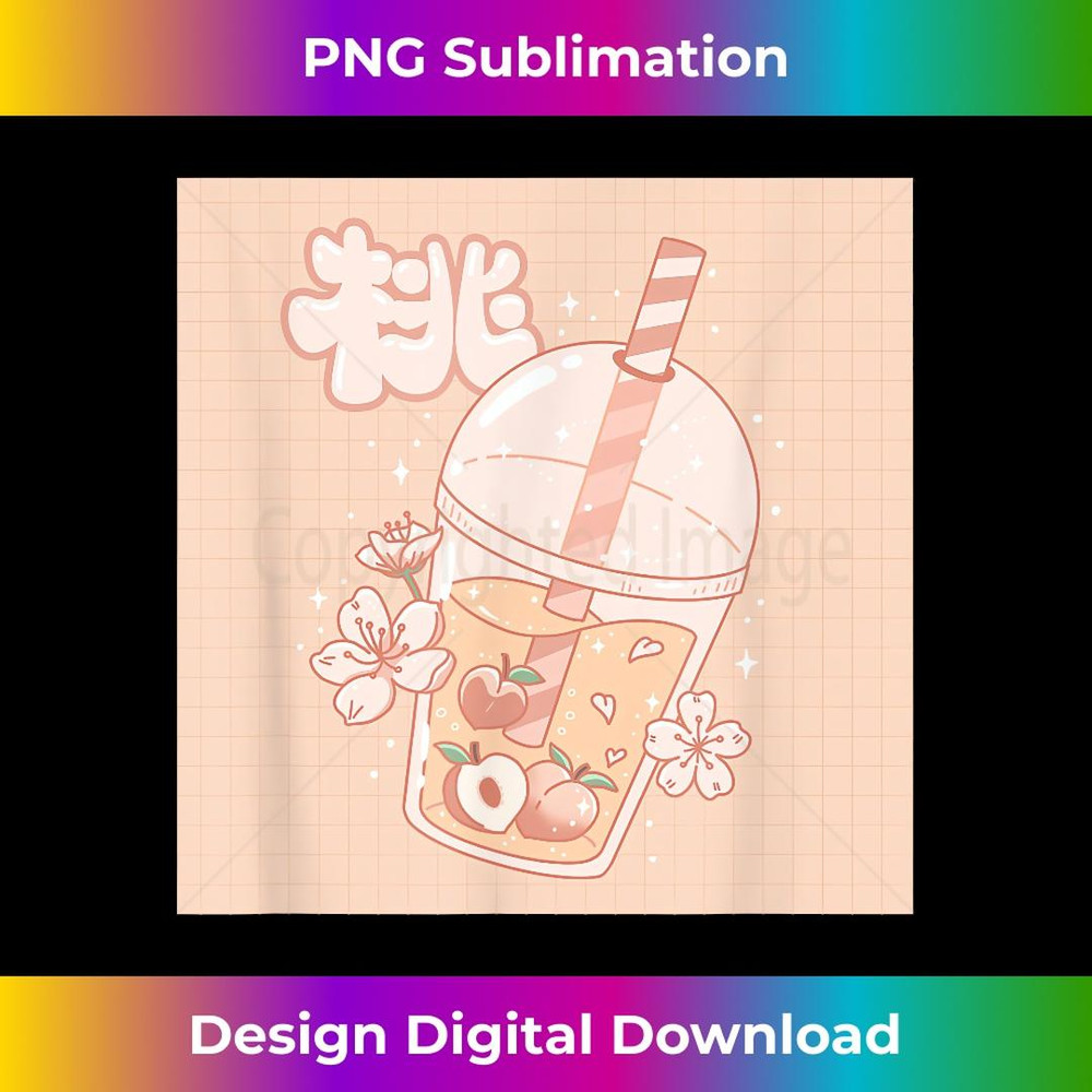 Peach Juice Tea Cute Kawaii Harajuku Aesthetic - PNG Transparent Sublimation File