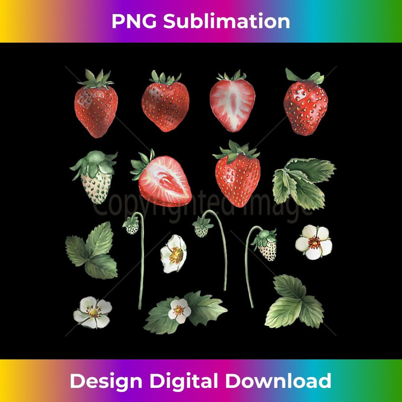 s Strawberry Garden Aesthetic Plants Fruits Vegan Botanical 1 - Aesthetic Sublimation Digital File