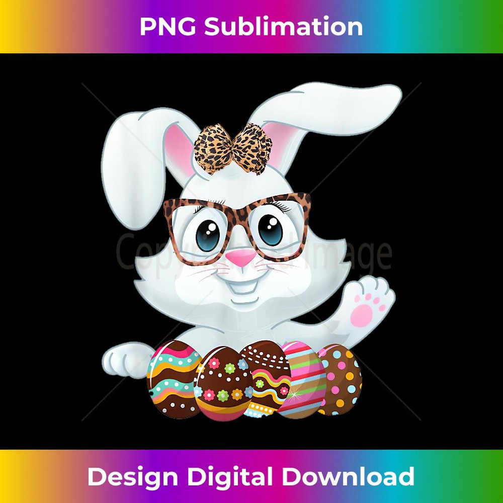 Cute Bunny Face Leopard Print Glasses EASTER - Vintage Sublimation PNG Download