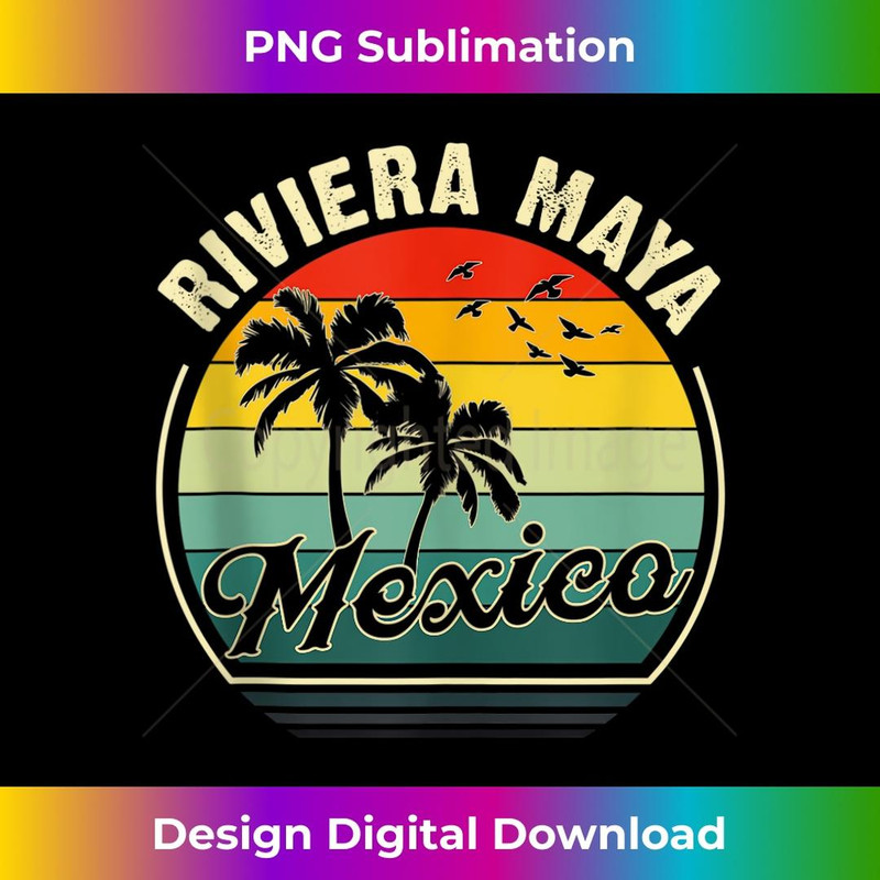 Vintage Riviera Maya Mexico Summer Vacation Sunset Palm 1 - Unique Sublimation PNG Download