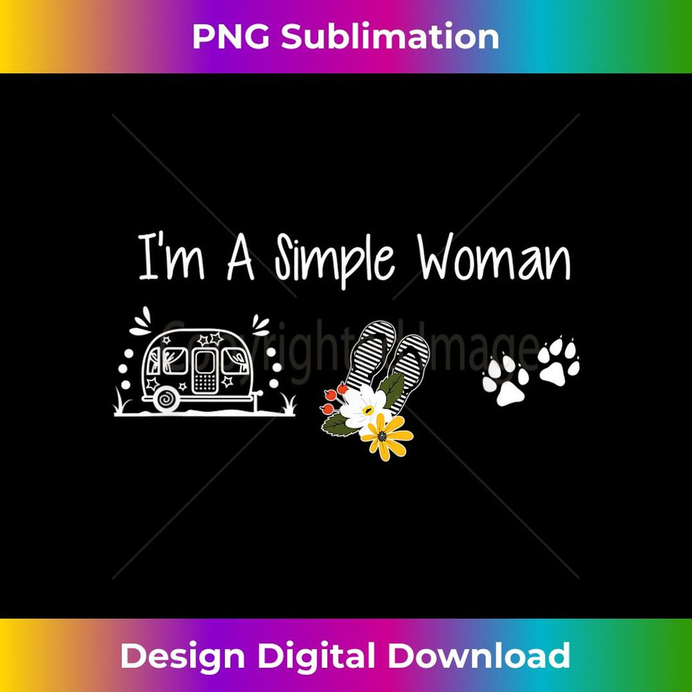 I'm A Simple Woman Love Camping Beach Dog - Creative Sublimation PNG Download