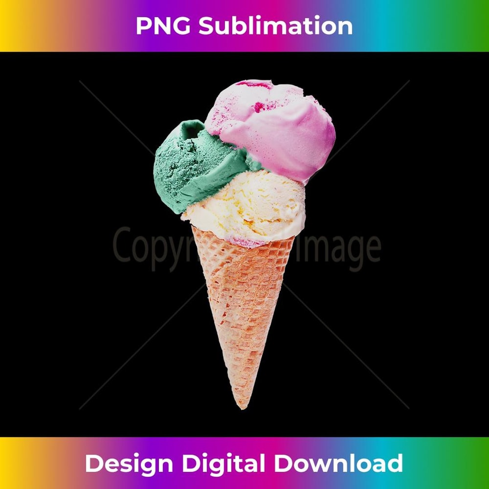 Ice Cream Cone Triple Scoop Pastel Summer Graphic - Modern Sublimation PNG File