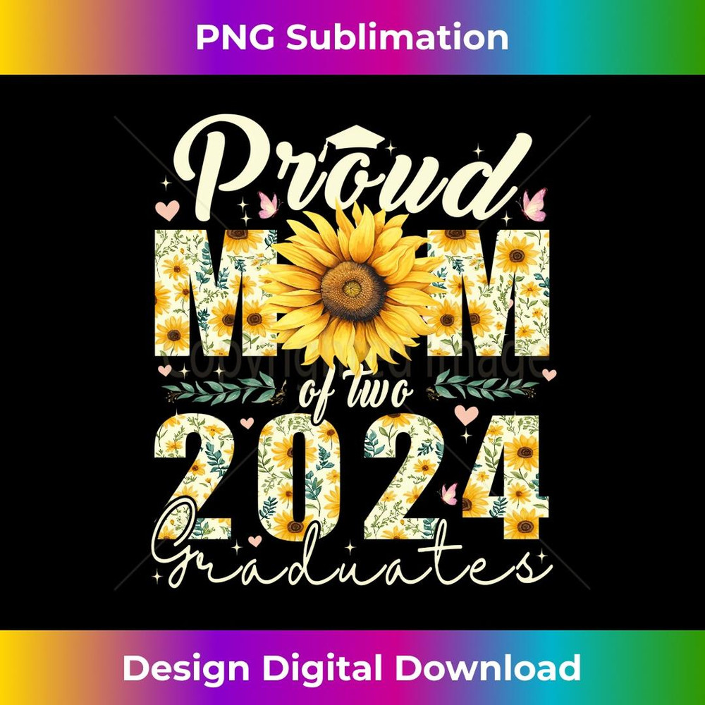 Proud Mom of Two 2024 Graduates Twins Senior Class of 2024 2 - PNG Transparent Sublimation Design