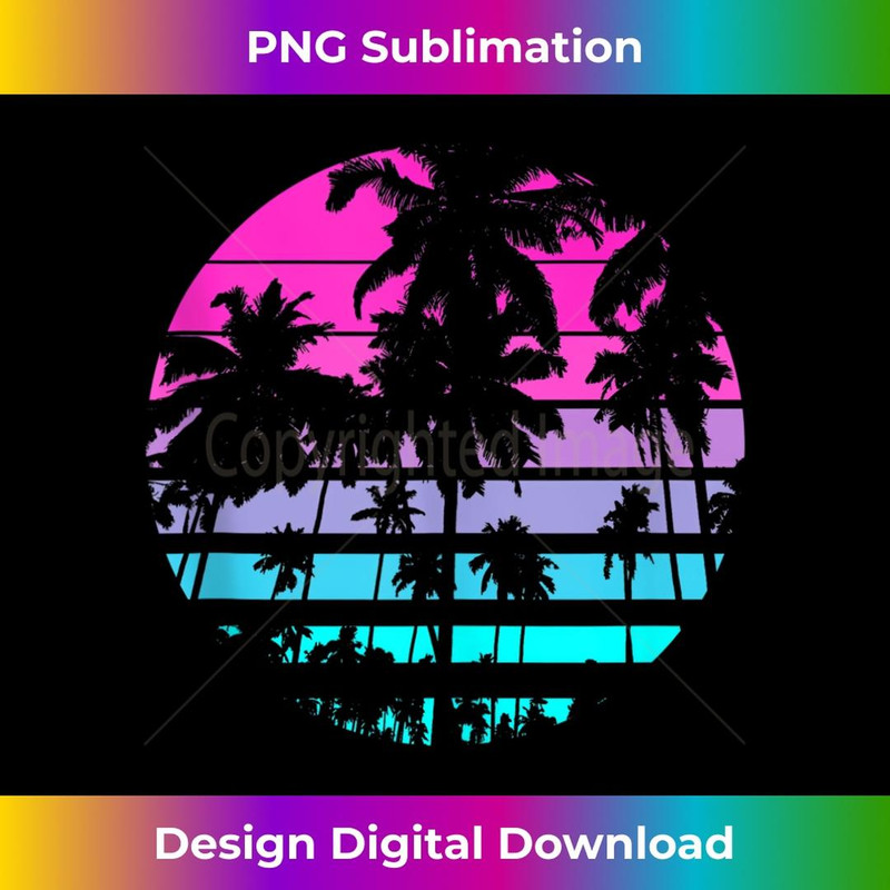 Retro Eighties 80s & 90s Beach Style design with palm trees - Digital Sublimation Download File