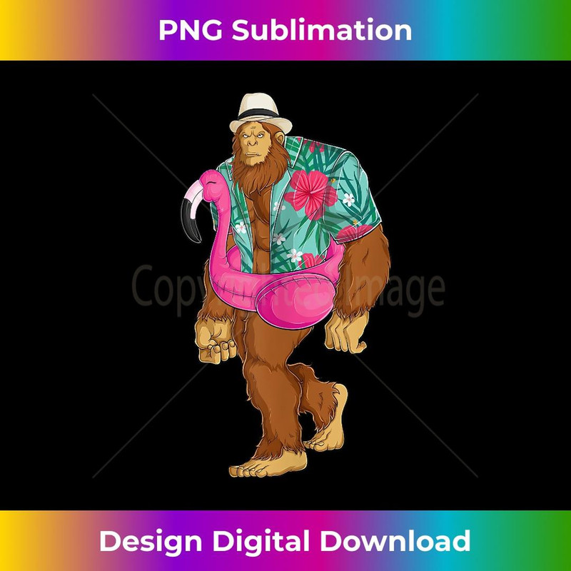 Bigfoot Sasquatch Pink Flamingo Aloha Beach Party - Decorative Sublimation PNG File