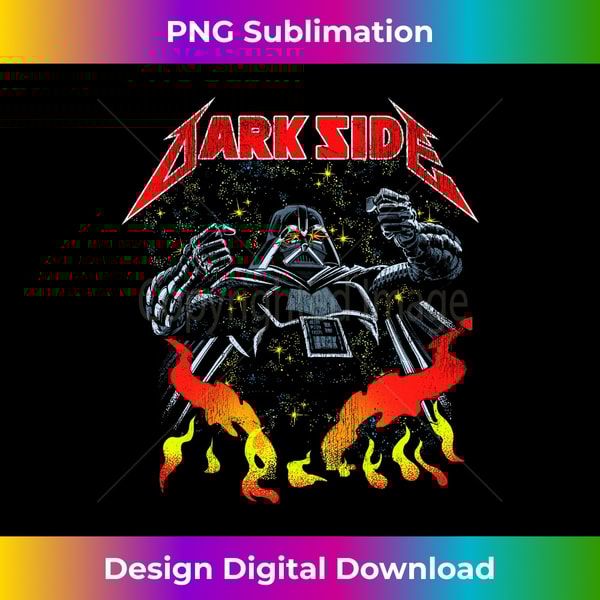Star Wars Darth Vader Heavy Metal Flames Vintage Disney+ Long Sleeve 2 - PNG Sublimation Digital Download