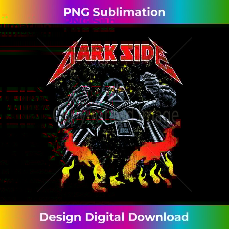 Star Wars Darth Vader Heavy Metal Flames Vintage Disney+ Long Sleeve 2 - PNG Sublimation Digital Download
