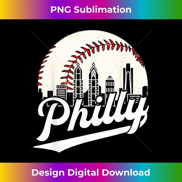 Philly Cityscape Baseball Philadelphia Skyline Retro Vintage 1 - Trendy Sublimation Digital Download