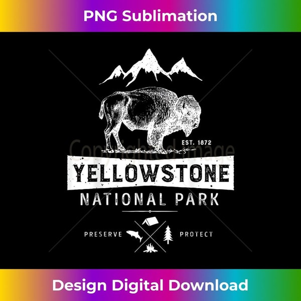 Yellowstone National Park T shirt US Bison Buffalo Vintage 3 - PNG Transparent Sublimation Design