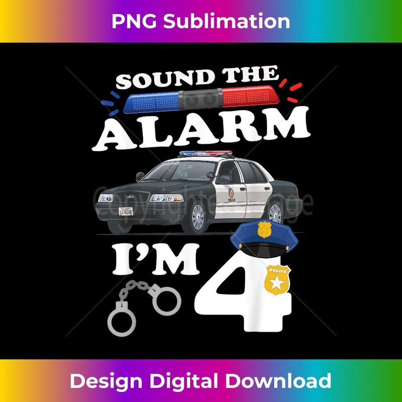 4 Year Old Cop Birthday Police Car 4th Birthday Police Theme - Premium Sublimation Digital Download