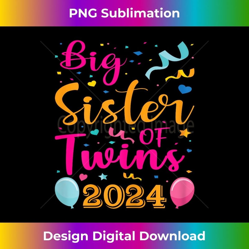 Big Sister of Twins 2024 Pregnancy Announcement Girls - Unique Sublimation PNG Download