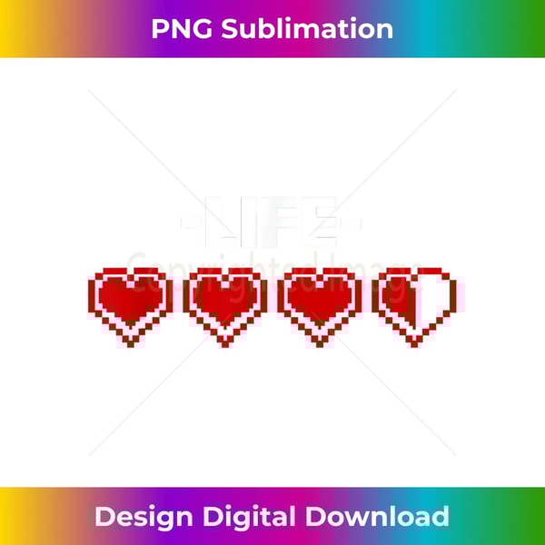 Life Indicator Heart 8 Bit Graphic Video Game Player - Modern Sublimation PNG File