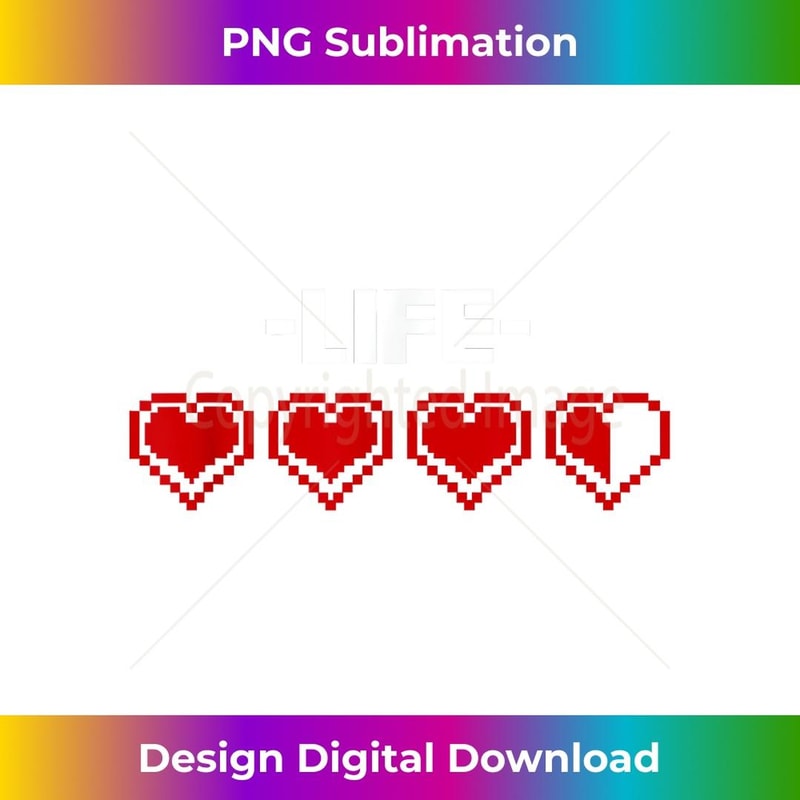 Life Indicator Heart 8 Bit Graphic Video Game Player - Modern Sublimation PNG File
