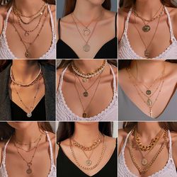 Luxury Multilayer Gold Necklace Fashion Jewelry
