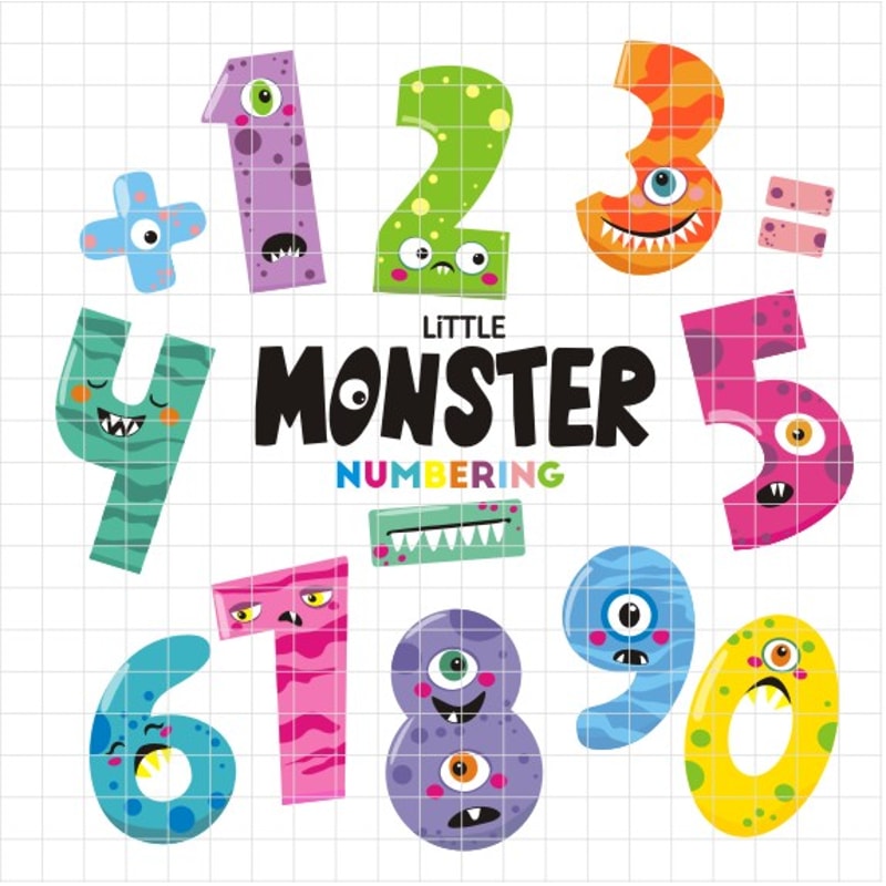 Monster Numbers Vector Cute Monster Numbers, Vector Graphics, Digital Clipart, Scra | Inspire ...