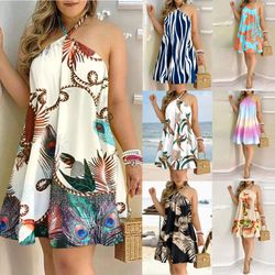 women's off-shoulder halter neck tie loose dress