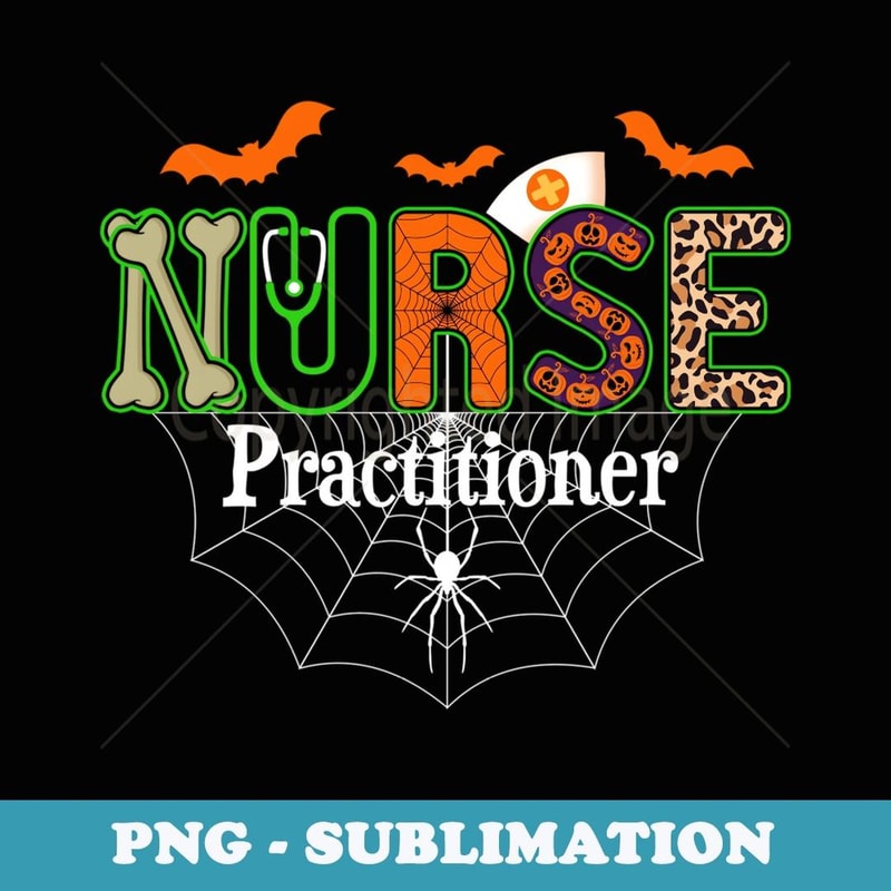 Nurse Practitioner Halloween Pumpkin Leopard Stethoscope - High-Resolution PNG Sublimation File
